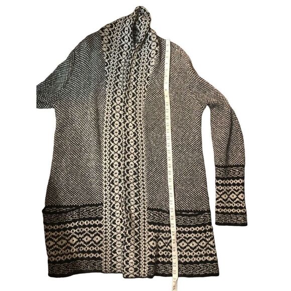 Lucky Brand southwestern black and cream colored open front long line cardigan s - Picture 10 of 11